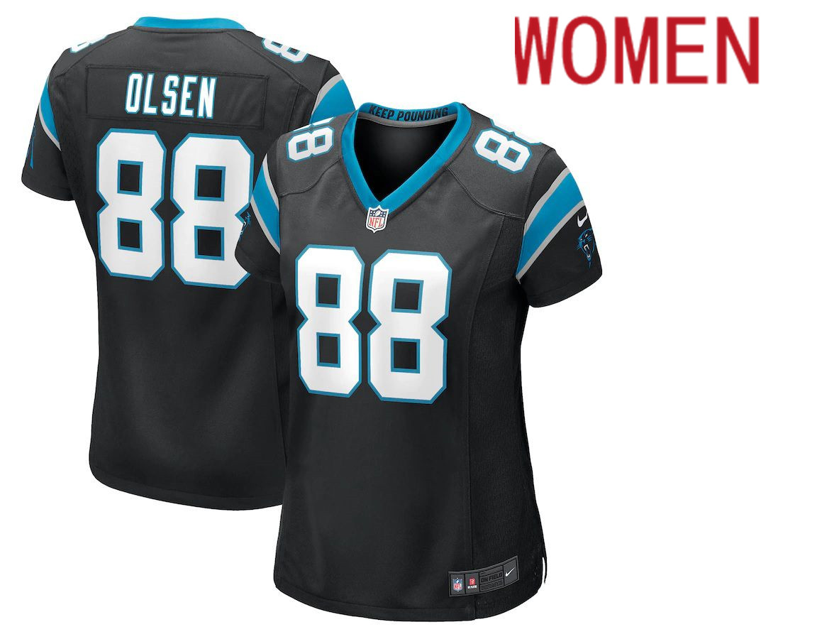 Women Carolina Panthers #88 Greg Olsen Black Nike Player NFL Jersey